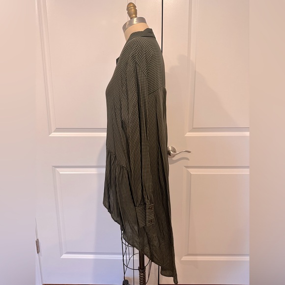 Zara green/black check high/low tunic top - Picture 3 of 6